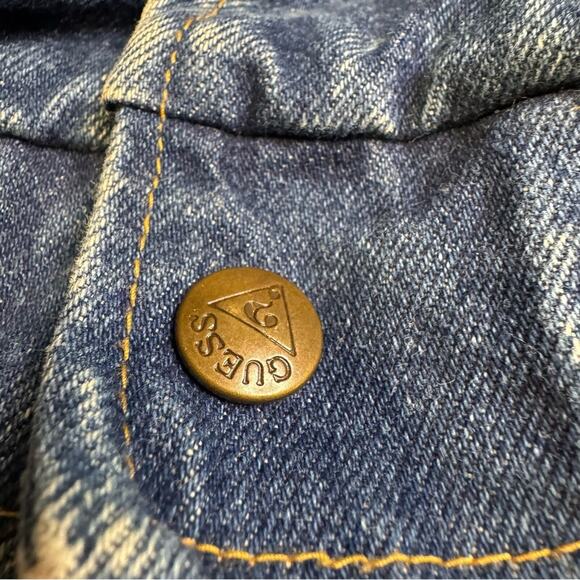 VTG 80's-90's Rare Guess Denim Spell Out Jacket Size Kids XL 6 - 6X/7 flannel - Picture 5 of 16
